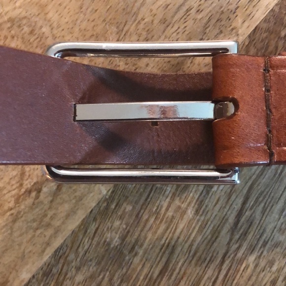 CALVIN KLEIN size S/M Honey Tan Leather bright silver  Discrete Logo $52 NEW - Picture 13 of 16